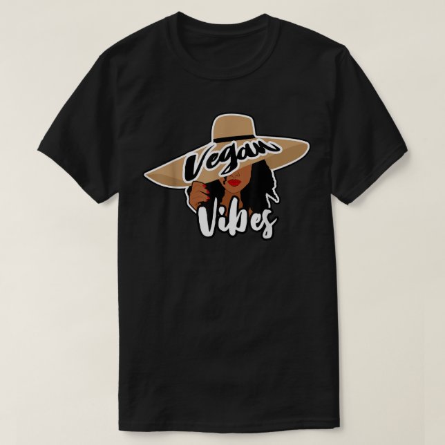 Camiseta Vegetación negra basada en planta de vibes vegano  (Diseño del anverso)