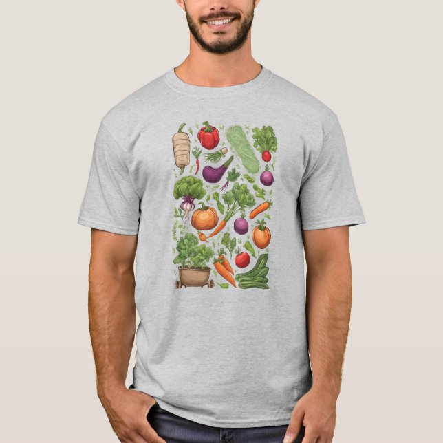 Camiseta Vegetales 19 jardinería, regalo, verduras, jardine (Anverso)