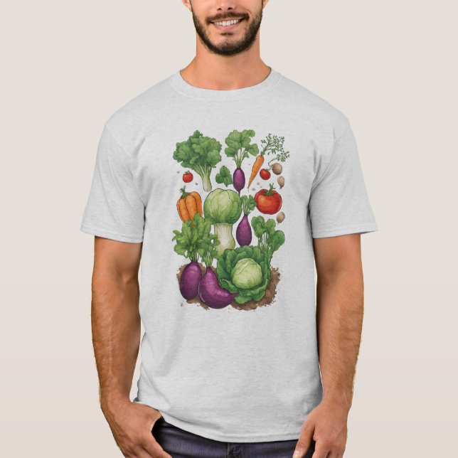 Camiseta Vegetales 4 jardinería, regalo, verduras, jardiner (Anverso)