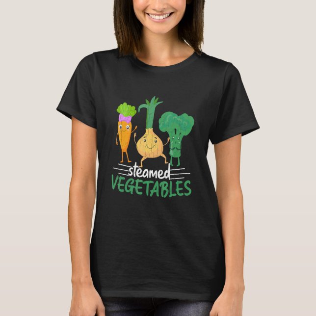 Camiseta Vegetales al vapor Vegetariano Gráfico de comida v (Anverso)