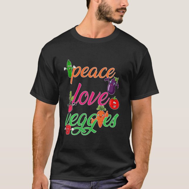 Camiseta Vegetales de amor por la paz Graciosa Veganismo Ve (Anverso)