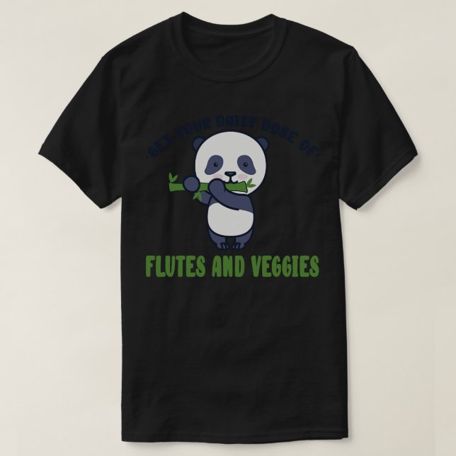 Camiseta Vegetales fluidos Cute Panda Vegan Bamboo Flute (Diseño del anverso)