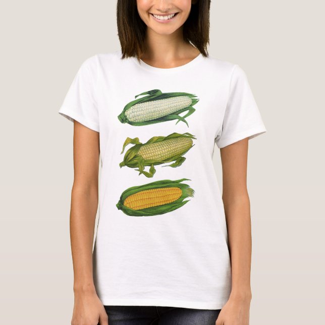 Camiseta Vegetales sanos, maíz fresco en la turba (Anverso)