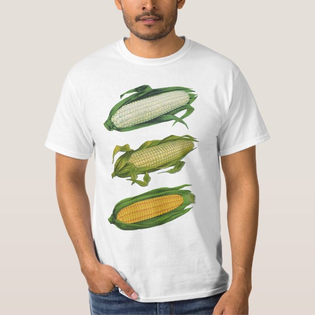 Camiseta Vegetales sanos para alimentos de época, maíz fres (Anverso)