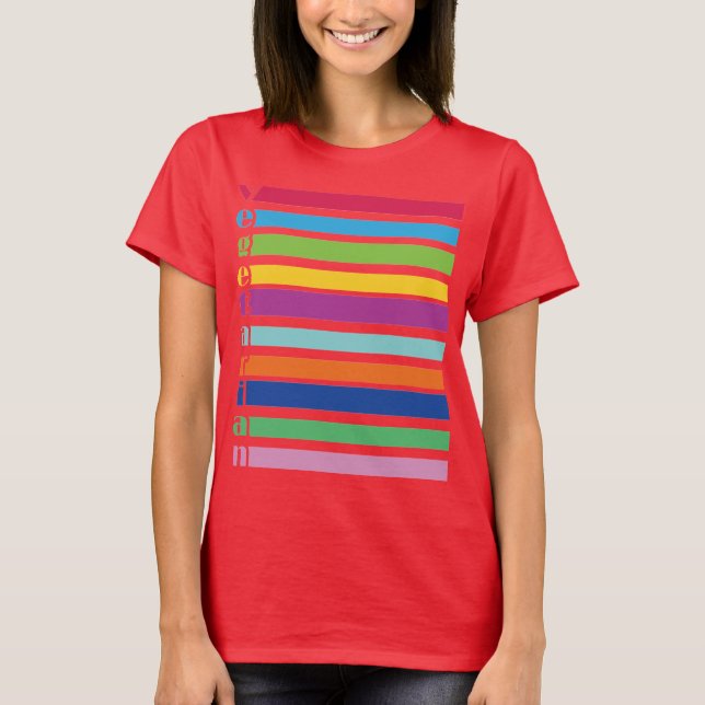 Camiseta Vegetarian Retro Stripe (Anverso)