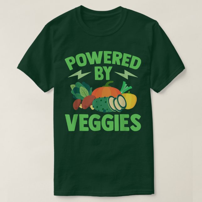 Camiseta Vegetariano Alimentado Por Veggies Vegan T-Shirt (Diseño del anverso)