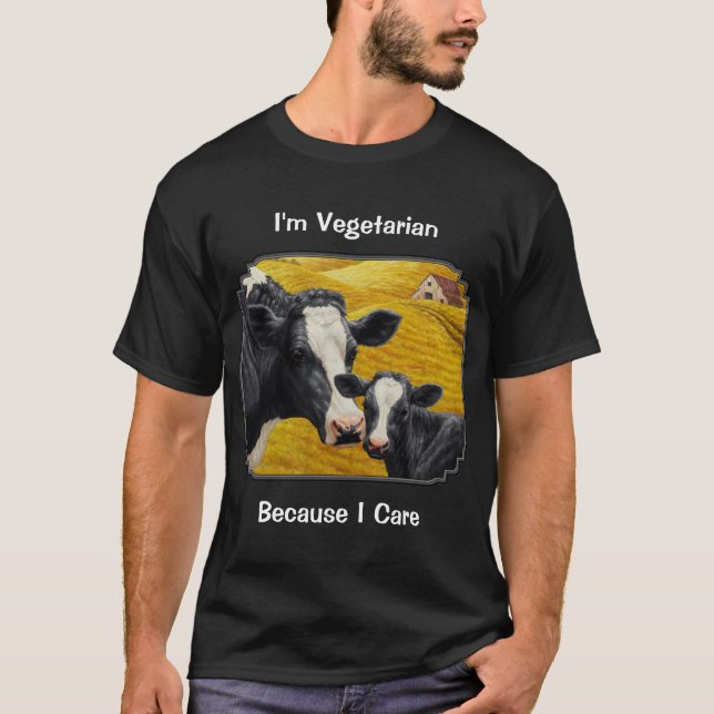 Camiseta Vegetariano de granja Holstein y Calf (Anverso)
