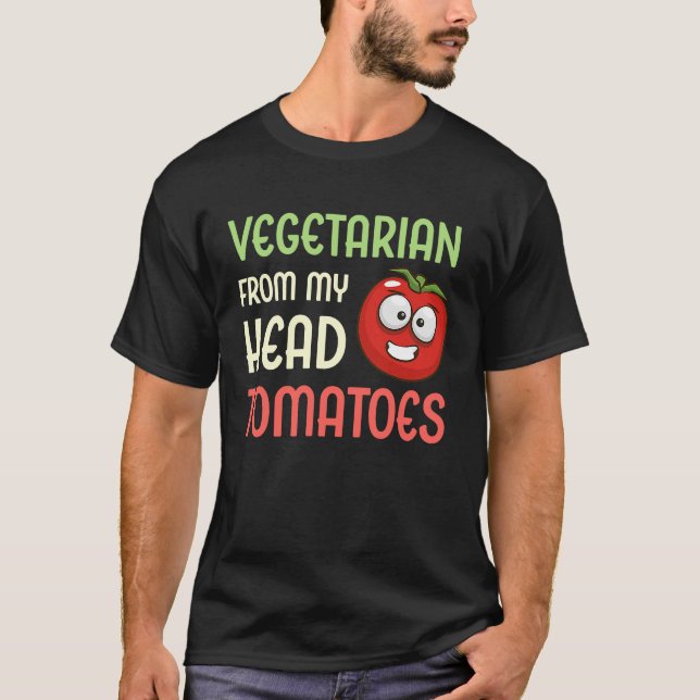 Camiseta Vegetariano De Mi Cabeza Tomates Veggie Tomate Ve (Anverso)
