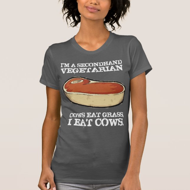 Camiseta Vegetariano de segunda mano - Las vacas comen hier (Anverso)