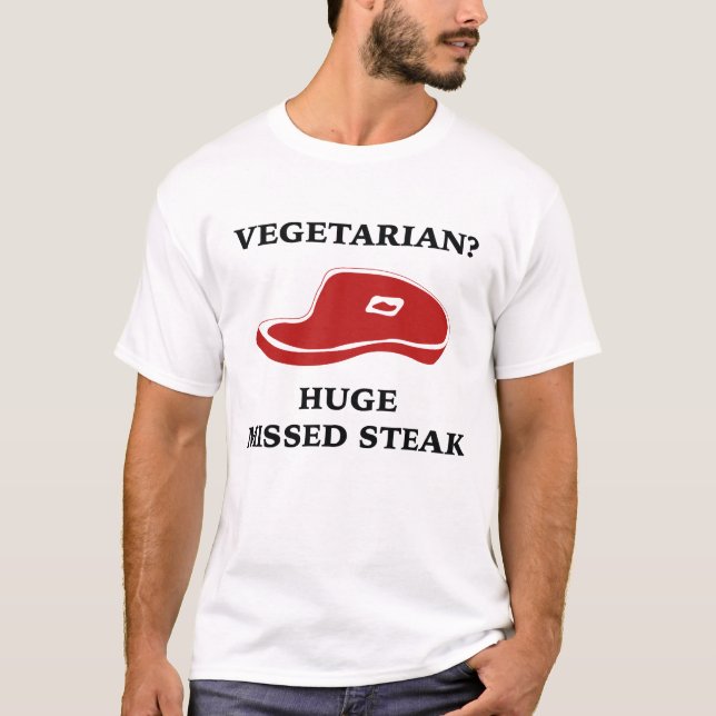 Camiseta ¿Vegetariano? Enorme filete perdido (Anverso)