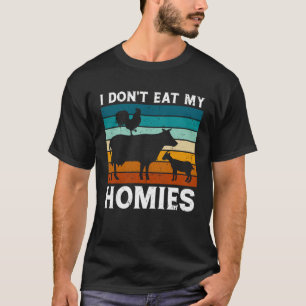 Camiseta Vegetariano No como mis hogares Vegan Retro