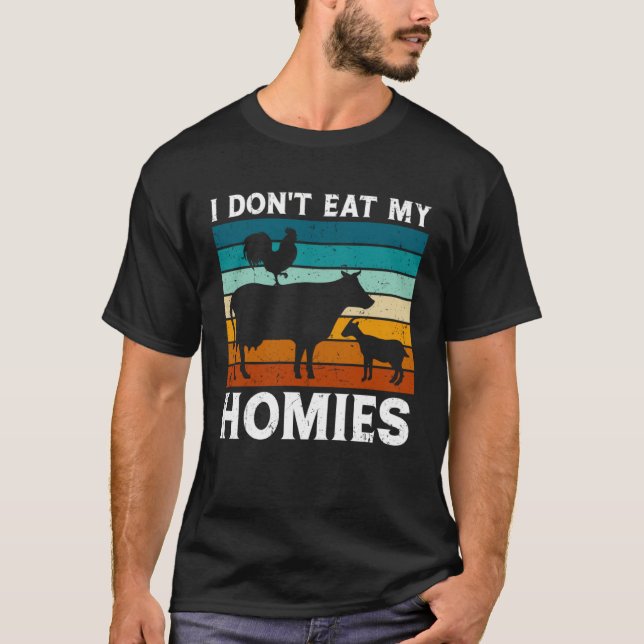 Camiseta Vegetariano No como mis hogares Vegan Retro (Anverso)