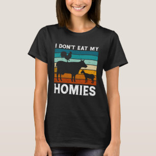 Camiseta Vegetariano No como mis hogares Vegan Retro