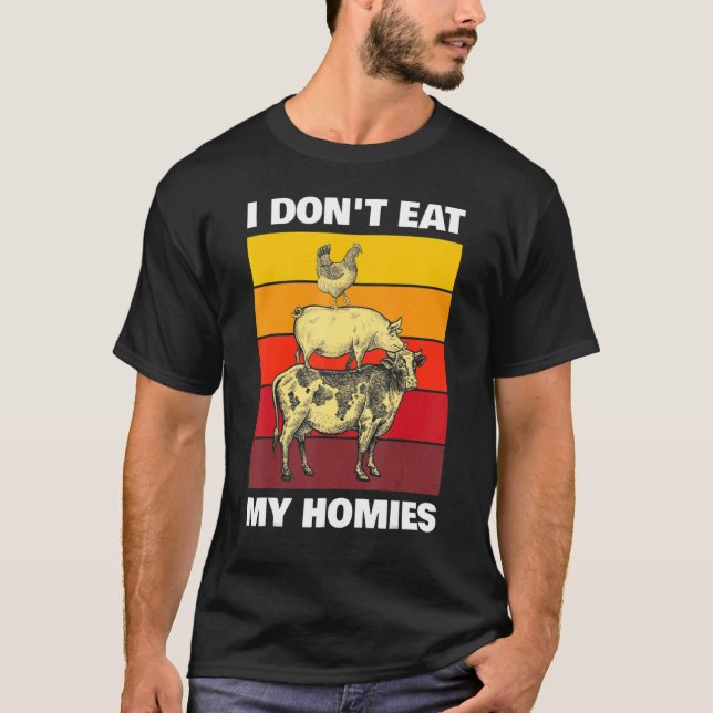 Camiseta Vegetariano No me como a mis hogares, divertida re (Anverso)