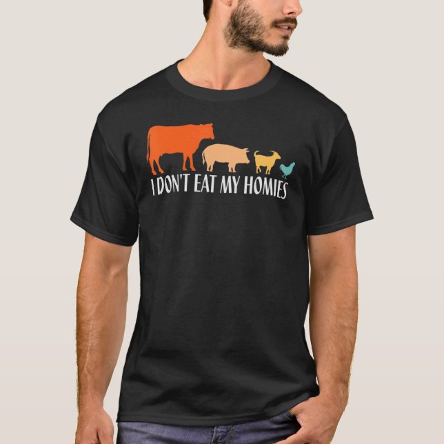 Camiseta Vegetariano No me como a mis hogares, divertida re (Anverso)