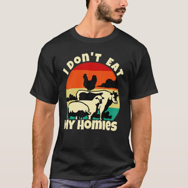 Camiseta Vegetariano No me como a mis hogares, divertida re (Anverso)