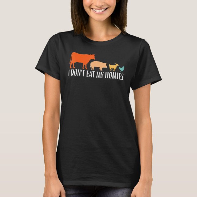 Camiseta Vegetariano No me como a mis hogares, divertida re (Anverso)