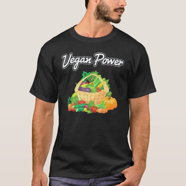 Camiseta Vegetariano - Poder Vegano - Verduras - Granjero - (Anverso)