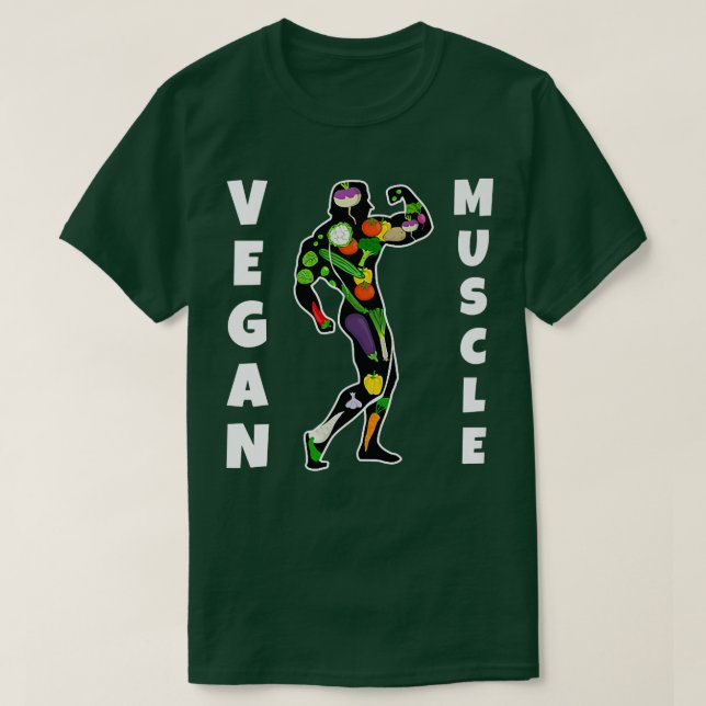 Camiseta Vegetariano Poder Vegetario Vegetales Bodybuildi (Diseño del anverso)