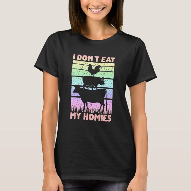 Camiseta Vegetariano vegan diciendo que no me como a mis ho (Anverso)