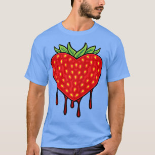 Camiseta Vegetariano Vegan I Love Strawberry Heart Strawber