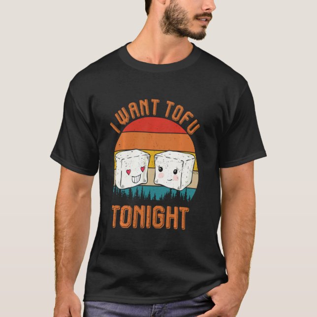 Camiseta Vegetariano vintage retro quiero tofu esta noche (Anverso)