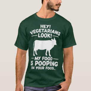 Camiseta ¡Vegetarianos! Mi comida está posando en tu comida