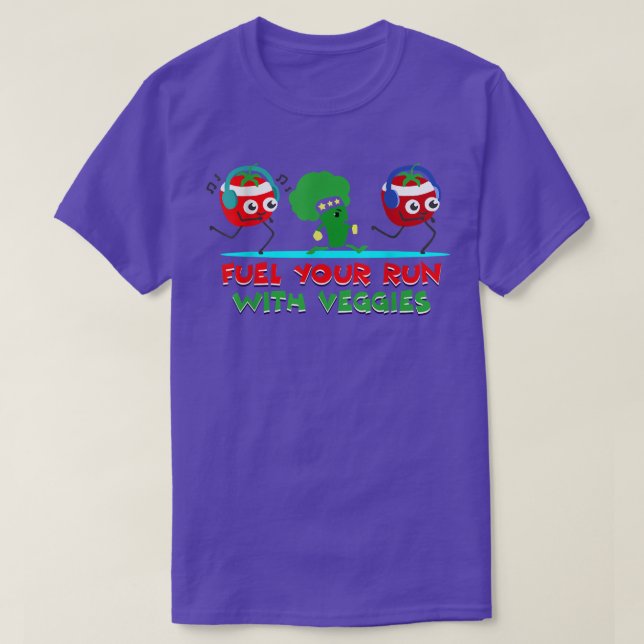 Camiseta Vegetarianos vegetarianos Corren Tomate Broccoli V (Diseño del anverso)