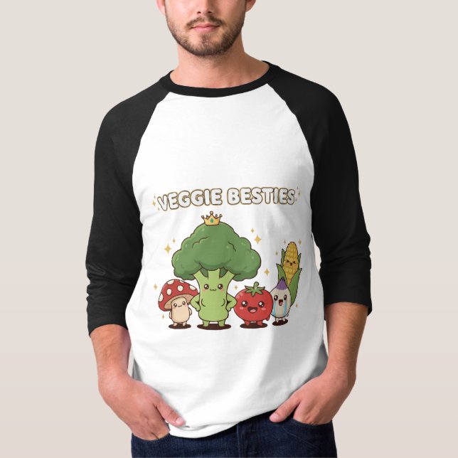 Camiseta Veggie Besties | Cute Kawaii Cartoon Vegetable  (Anverso)
