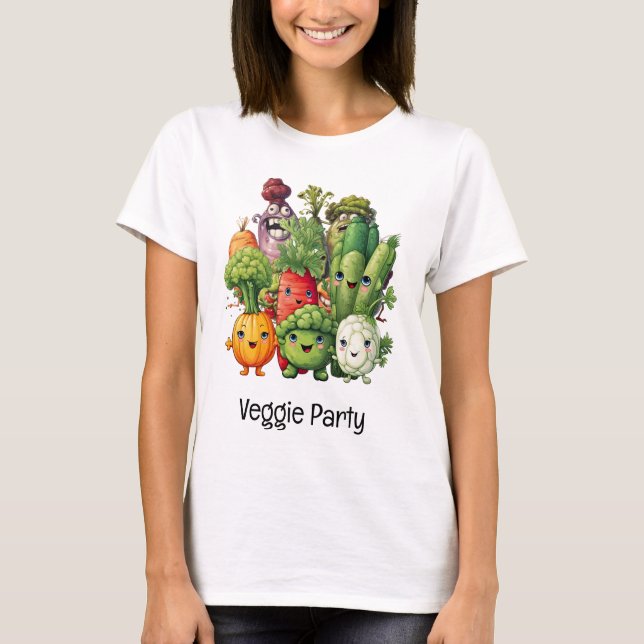 Camiseta Veggie Fiesta para divertidos vegetarianos (Anverso)