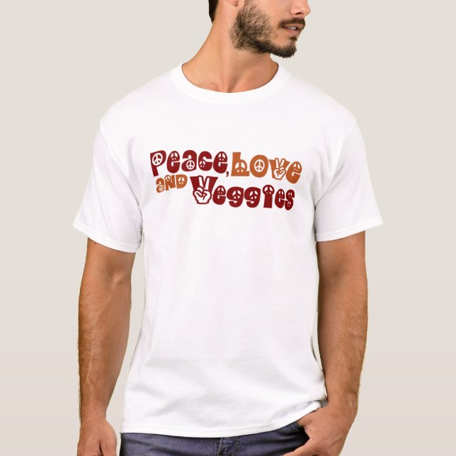 Camiseta Veggies del amor de la paz (Anverso)