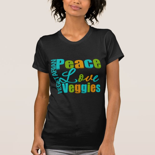Camiseta Veggies vegetarianos del amor de la paz (Anverso)
