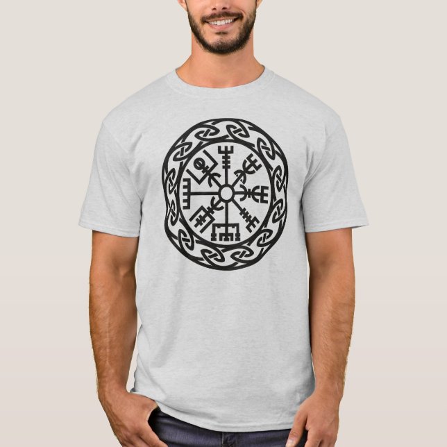 Camiseta Vegvisir, brújula islandesa, carreras, protección (Anverso)