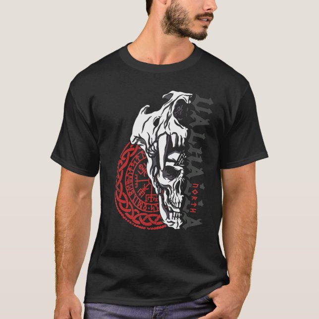 Camiseta Vegvisir del Valhalla septentrional Viking Nórdico (Anverso)