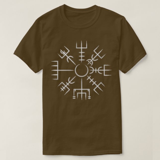 Camiseta Vegvisir Viking Compass Staves modernistas (Diseño del anverso)