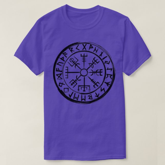 Camiseta Vegvsir Viking Compass Vintage Negro (Diseño del anverso)