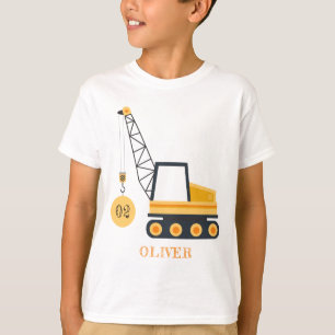 Camiseta Vehículo Cute Construction Crane Cualquier Cumple