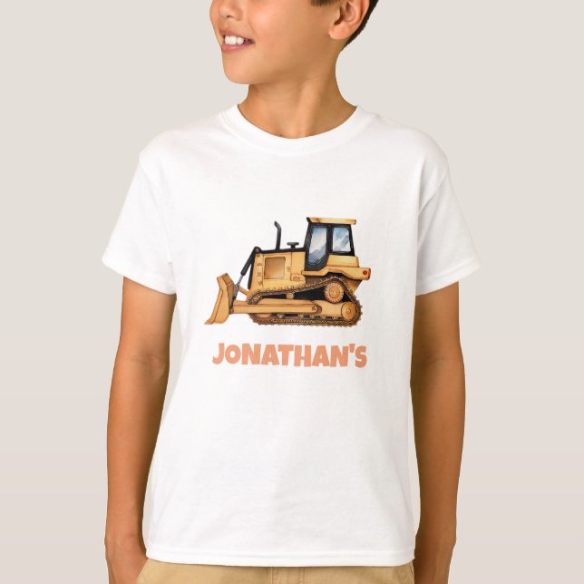 Camiseta Vehículo de Construcción de Nombre Personalizado B (Anverso)
