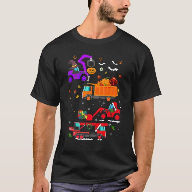 Camiseta Vehículo de construcción Hallothanksmas Crane Truc (Anverso)
