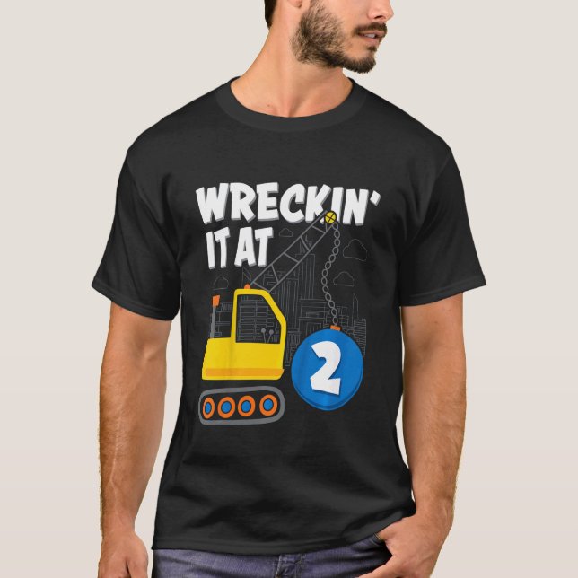 Camiseta Vehículo De Construcción Para Niños Cumpleaños 2 A (Anverso)