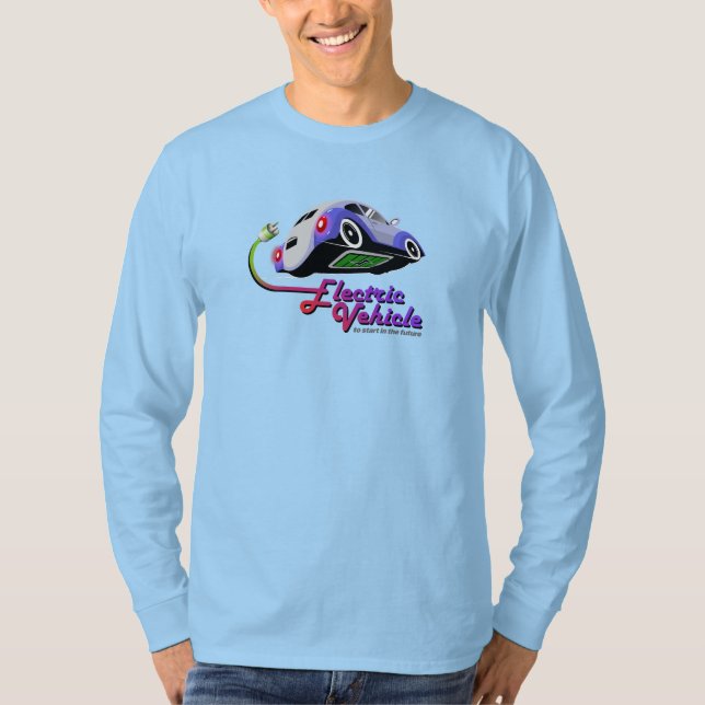 Camiseta Vehículo eléctrico futuro | Larga manga de los hom (Anverso)