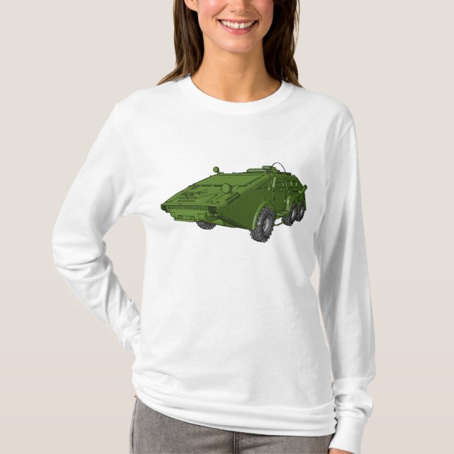 Camiseta Vehículo militar blindado verde (Anverso)