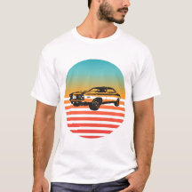 Vehículo músculo vintage en diseño retro de atarde