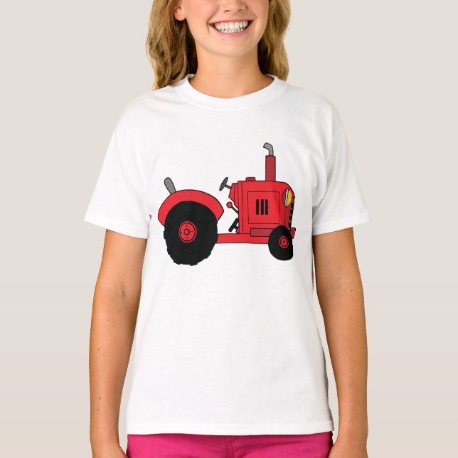 Camiseta Vehículo Tractor Rojo de Granja (Anverso)