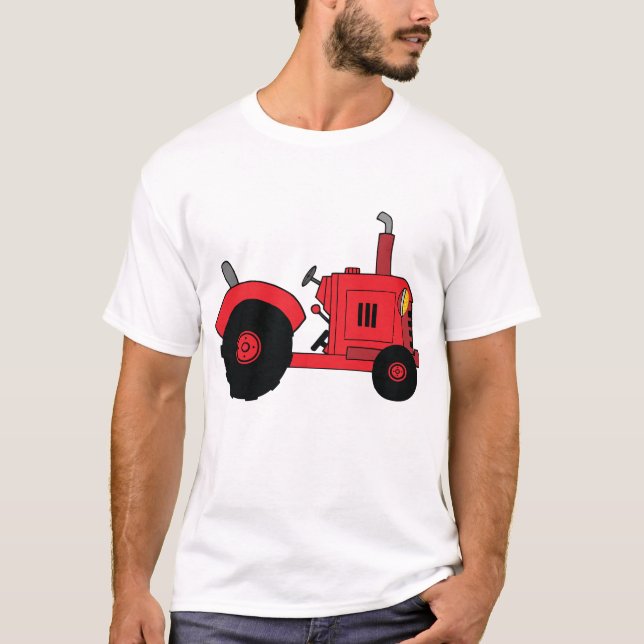 Camiseta Vehículo Tractor Rojo de Granja (Anverso)