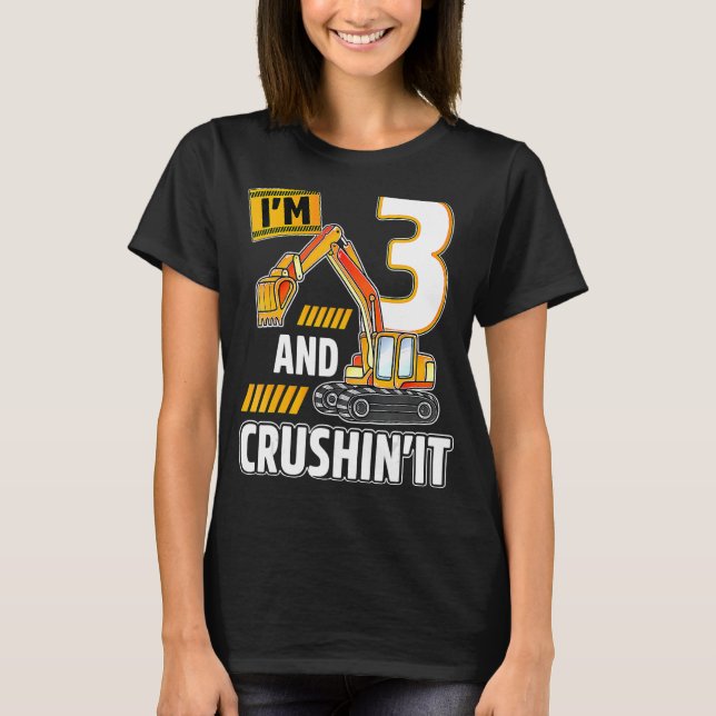 Camiseta Vehículos de 3 años Excavadora de Construcción Bir (Anverso)