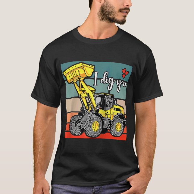 Camiseta Vehículos de construcción Valentines Hearts Excava (Anverso)