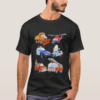 Camiseta Vehículos de Emergencia para Niños Niños Manga Cor