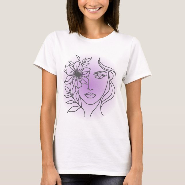 Camiseta Veiled Bloom – Soft Spiritual Feminine Line Art (Anverso)