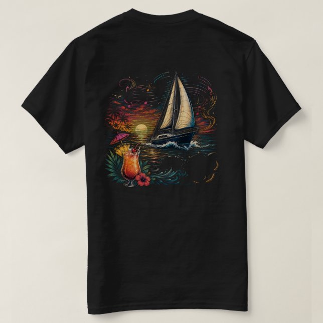Camiseta Vela al Atardecer (Reverso del diseño)